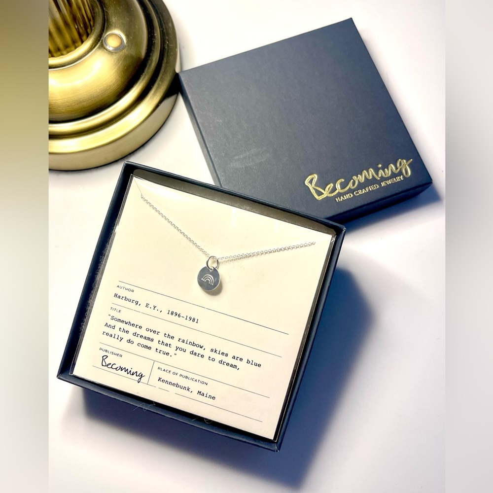 Rainbow Sterling Silver Memento Necklace New w/tag Gift Box - Made in Maine
